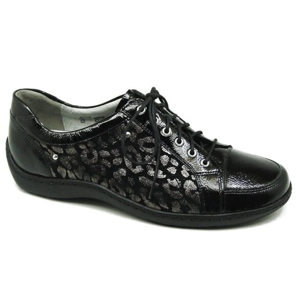 Like New, Waldlaufer Janina Cheetah Metallic Patent Leather Sneakers Black 8 US - Picture 1 of 9
